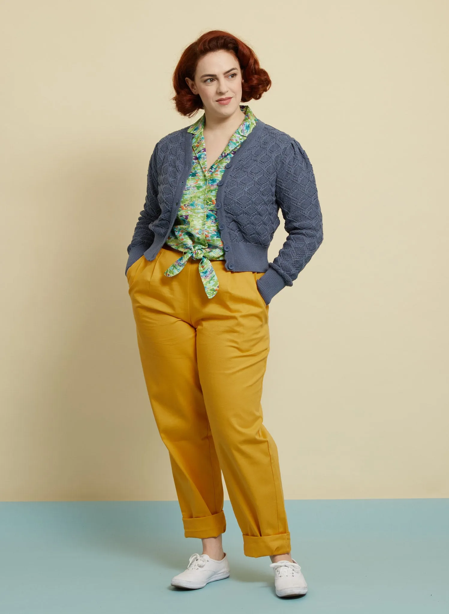 Leah Cardigan - Storm Blue Basket Knit