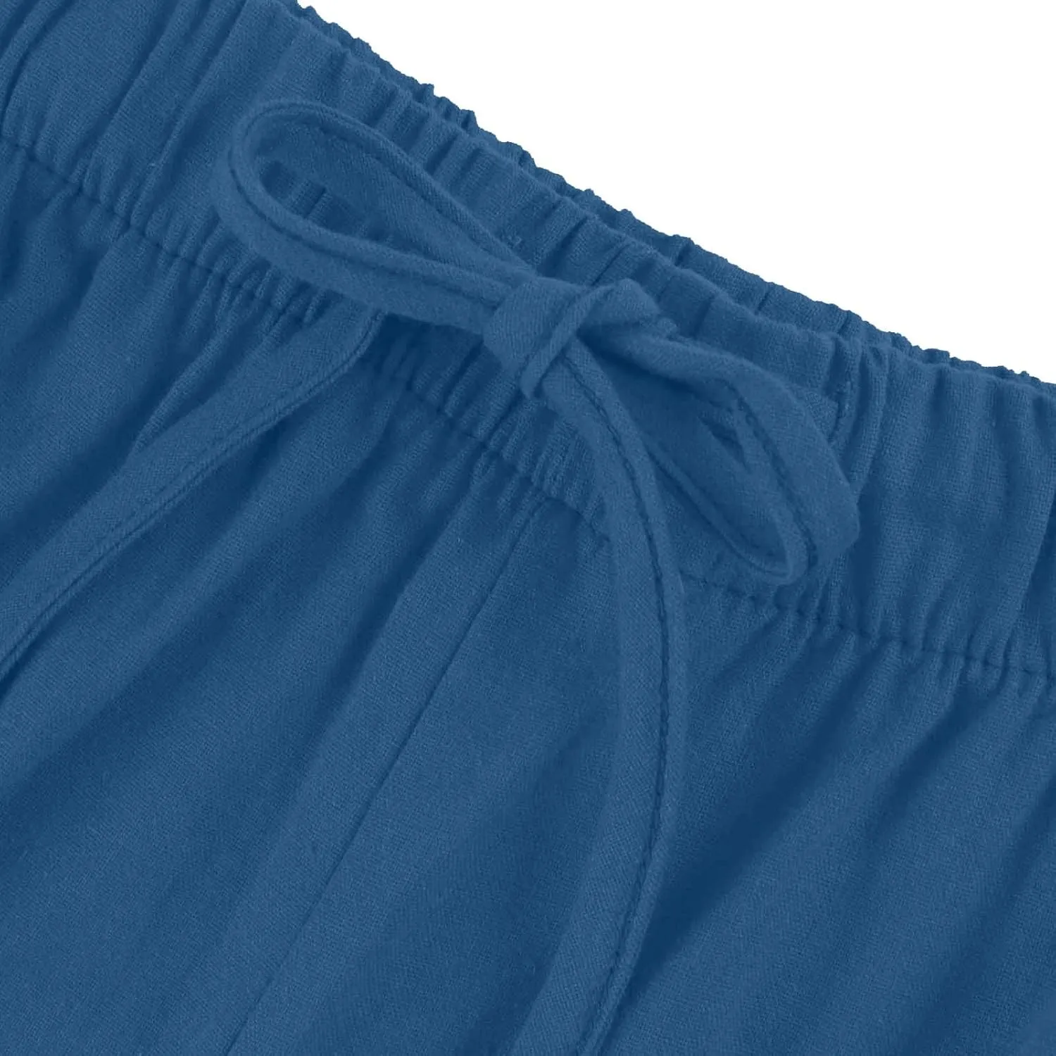 Linen Pants Women Drawstring High Waist Wide Leg Pants Long Palazzo Gauze Pant with Pockets Beach Travel Vacation Outfits