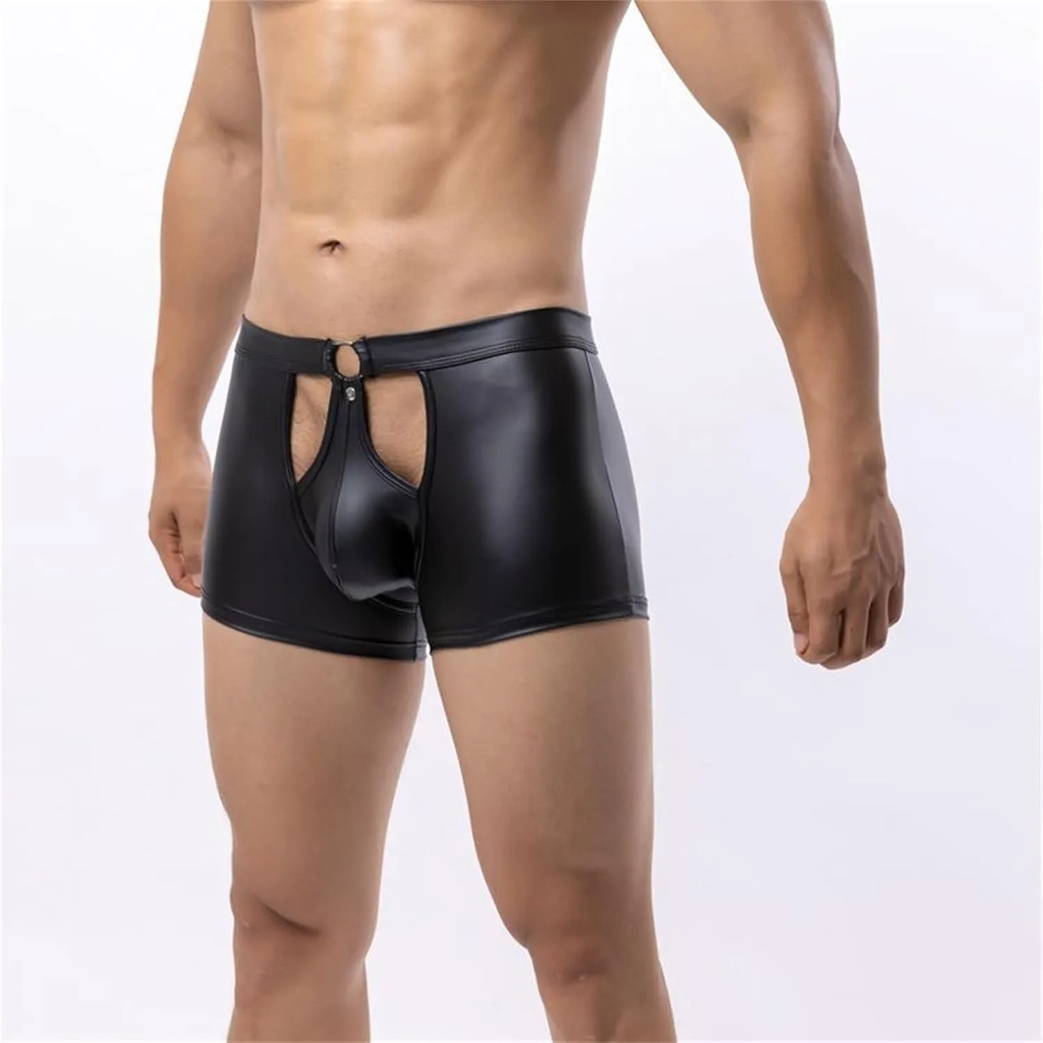 Lingerie For Men Sexy Outfits Leather Briefs Four Corners Imitation Leather Low Waist Custom Underwear Boxer