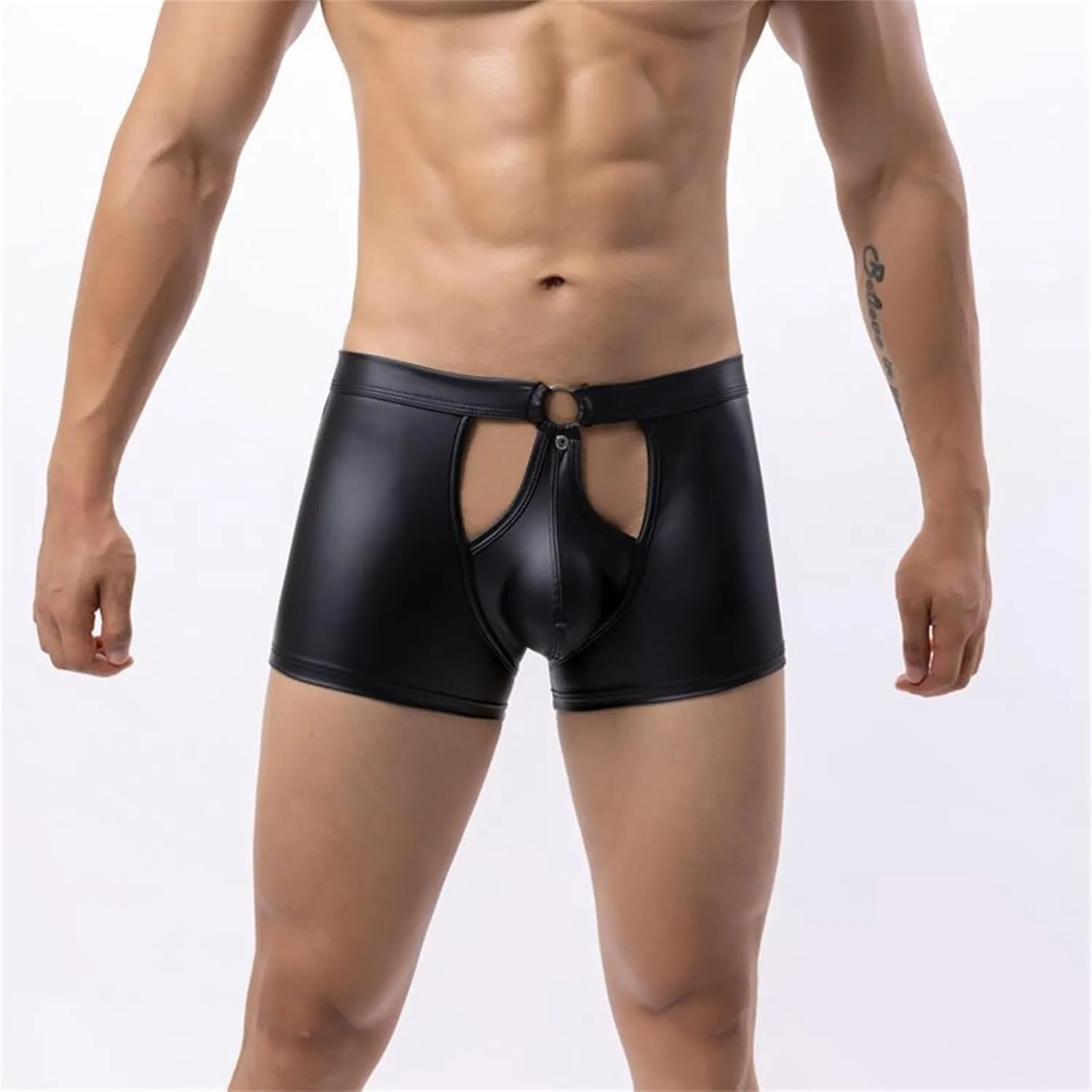 Lingerie For Men Sexy Outfits Leather Briefs Four Corners Imitation Leather Low Waist Custom Underwear Boxer