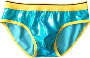 Lingerie For Men Sexy Outfits Triangle Pants Faux Leather Reflective Gold Custom Underwear Elastic Tight Pants