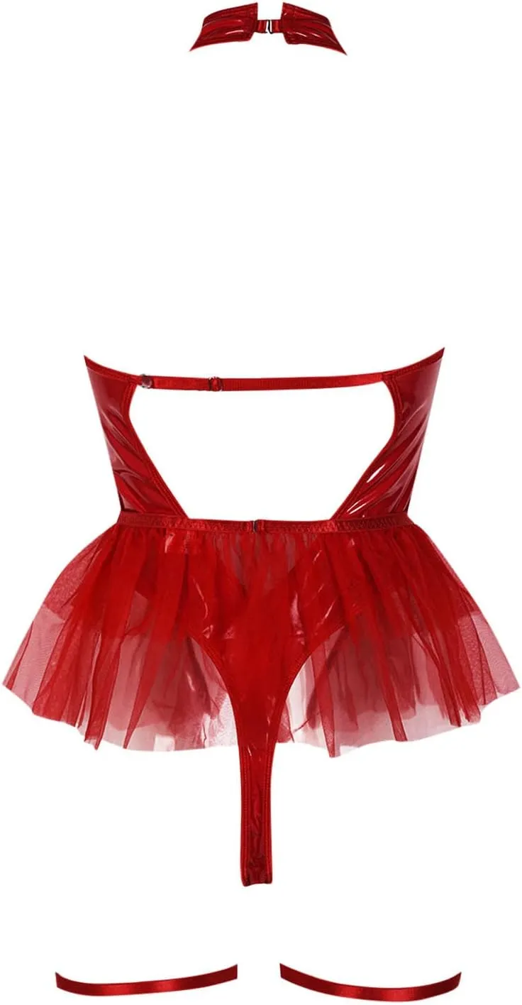 Lingerie for Women Sexy Slutty Ruffle 2 Piece Sleepwear Lingerie Push Up Teddy Lingerie Bodysuit
