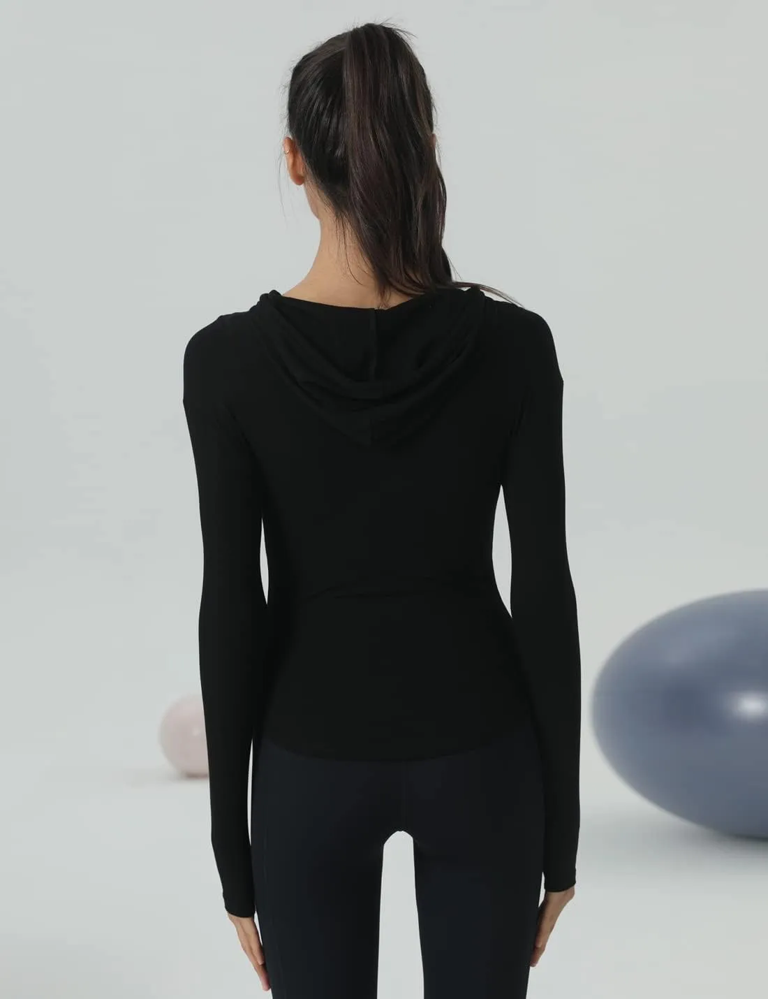 Locachy Womens Slim Fit Full Zip Hoodie Athletic Jacket Yoga Workout Running Jackets with Thumb Holes