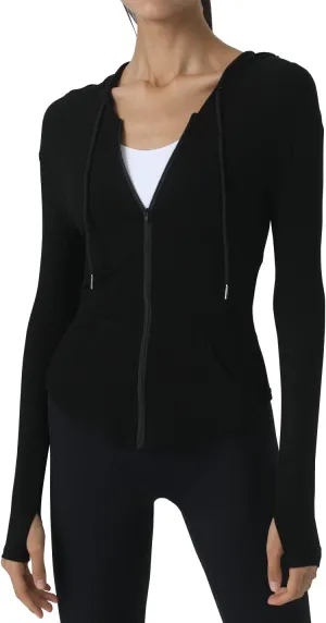 Locachy Womens Slim Fit Full Zip Hoodie Athletic Jacket Yoga Workout Running Jackets with Thumb Holes
