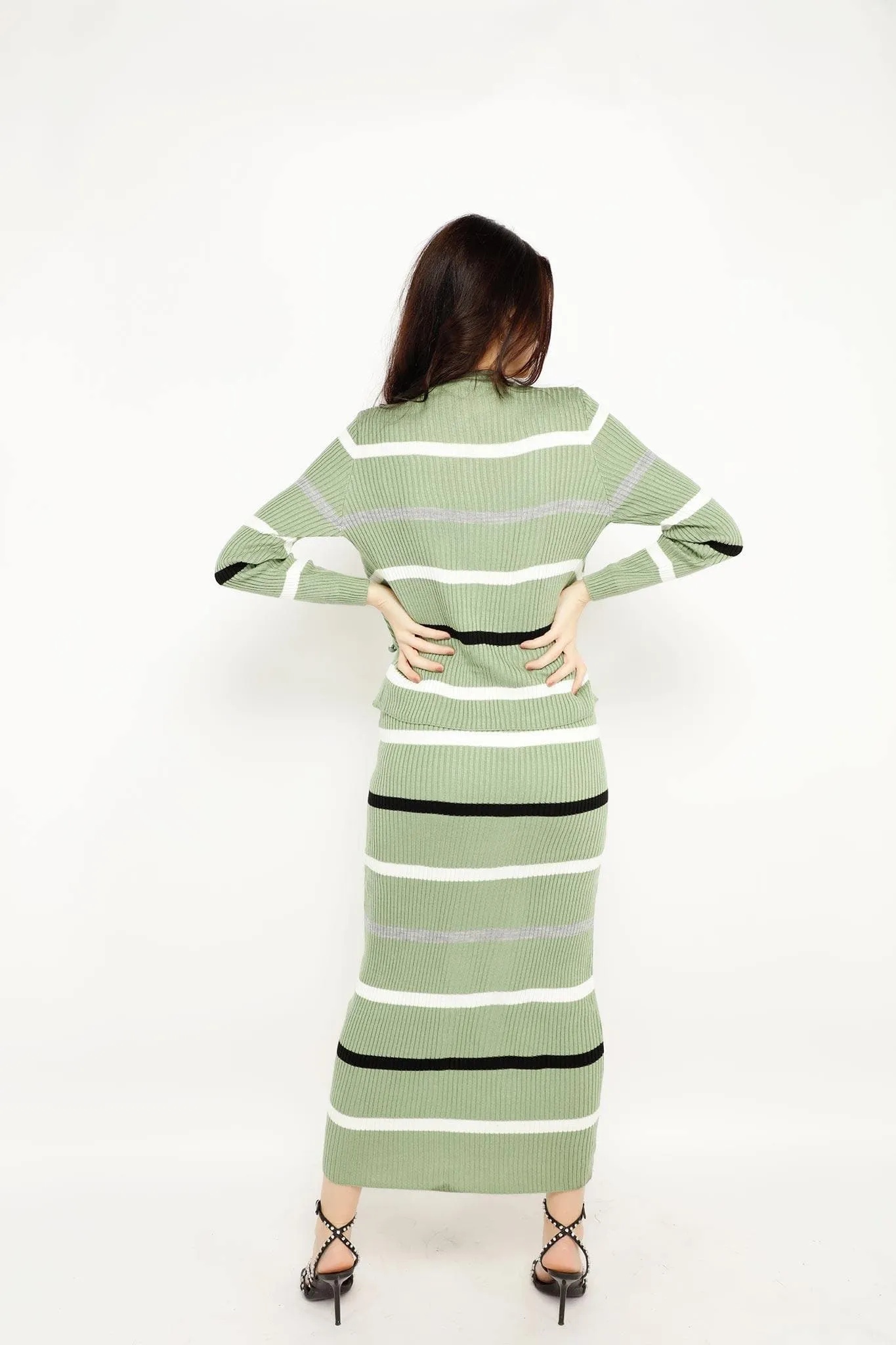 LONG DRESS AND CARDIGAN FASHION SET 2021324