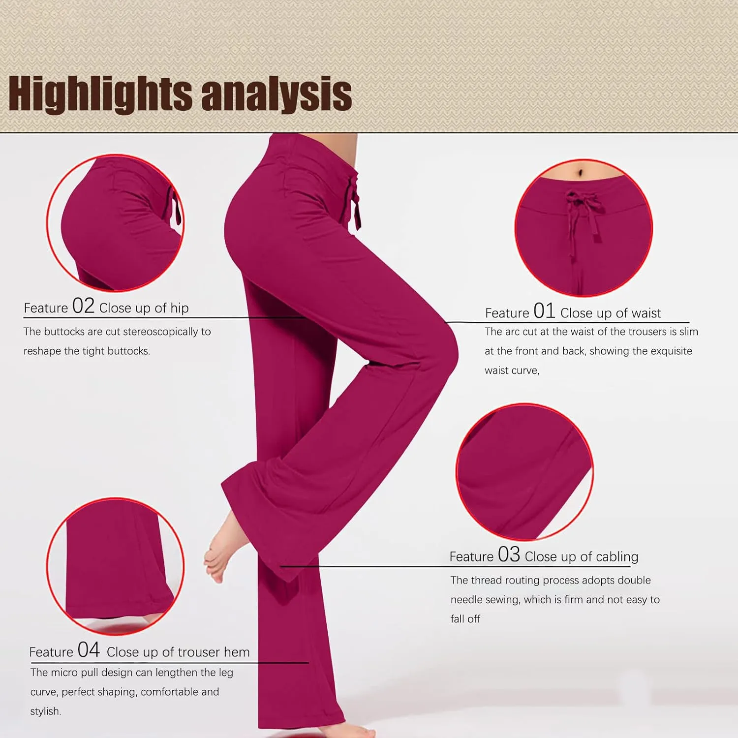 LRMQS Womens Wide Leg Yoga Leggings Drawstring Elastic High Waist Gym Sports Tights Pant Workout Casual Loose Trousers