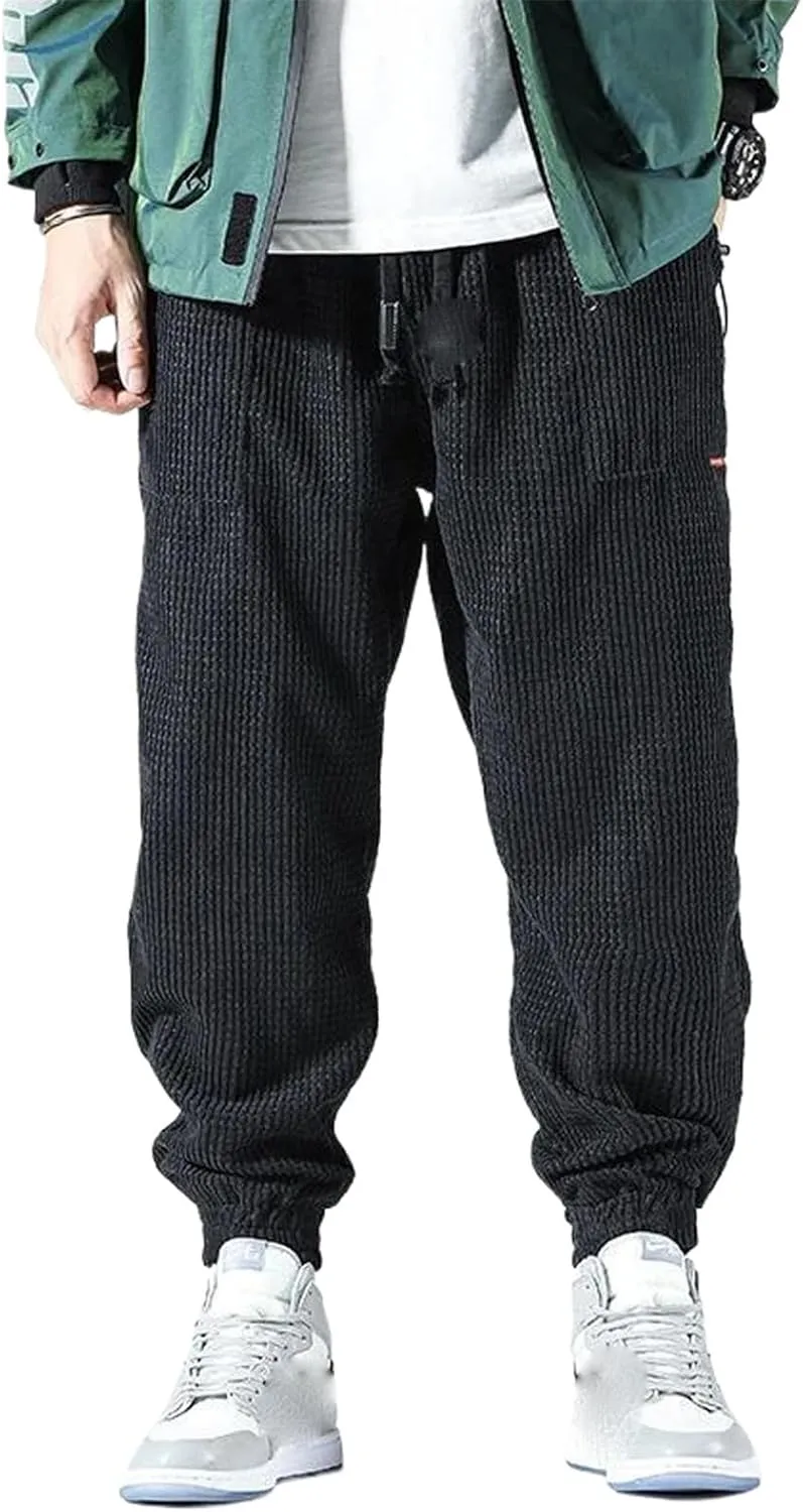 Man Autumn Winter Corduroy Sweatpants Men Baggy Joggers Streetwear Casual Fleece Harem Pants