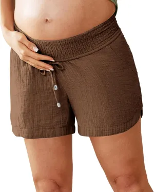 Maternity Shorts for Women Summer Comfy Over Belly Pregnancy Shorts Asymmetrical Hem Baggy Breathable Sleep Short Sky Blue L
