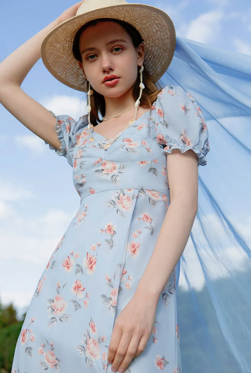 Medora Dress - Blue Floral