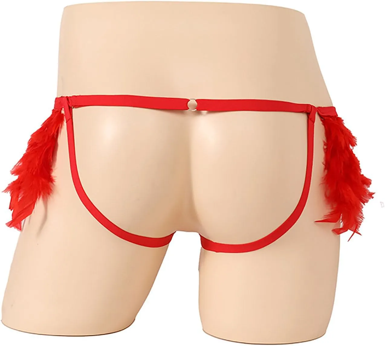 Men Lingerie Sissy Thong Sexy Feather Rhinestone Strand Open Crotch Briefs Naughty Bikini Underwear G-String