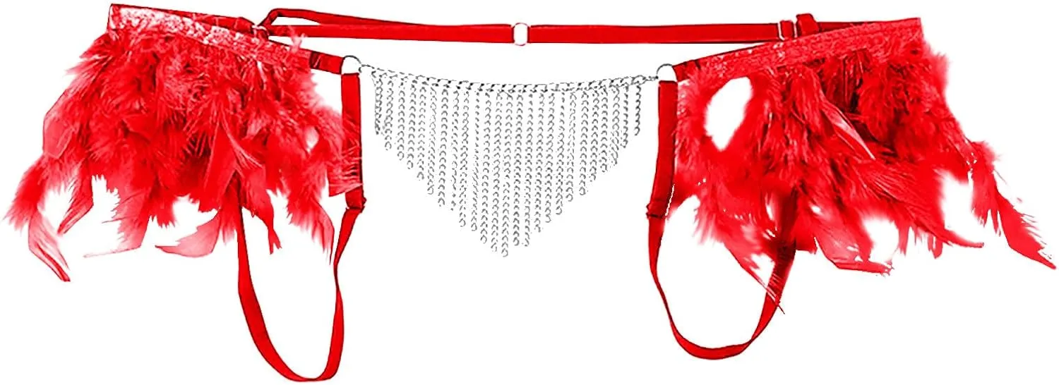 Men Lingerie Sissy Thong Sexy Feather Rhinestone Strand Open Crotch Briefs Naughty Bikini Underwear G-String