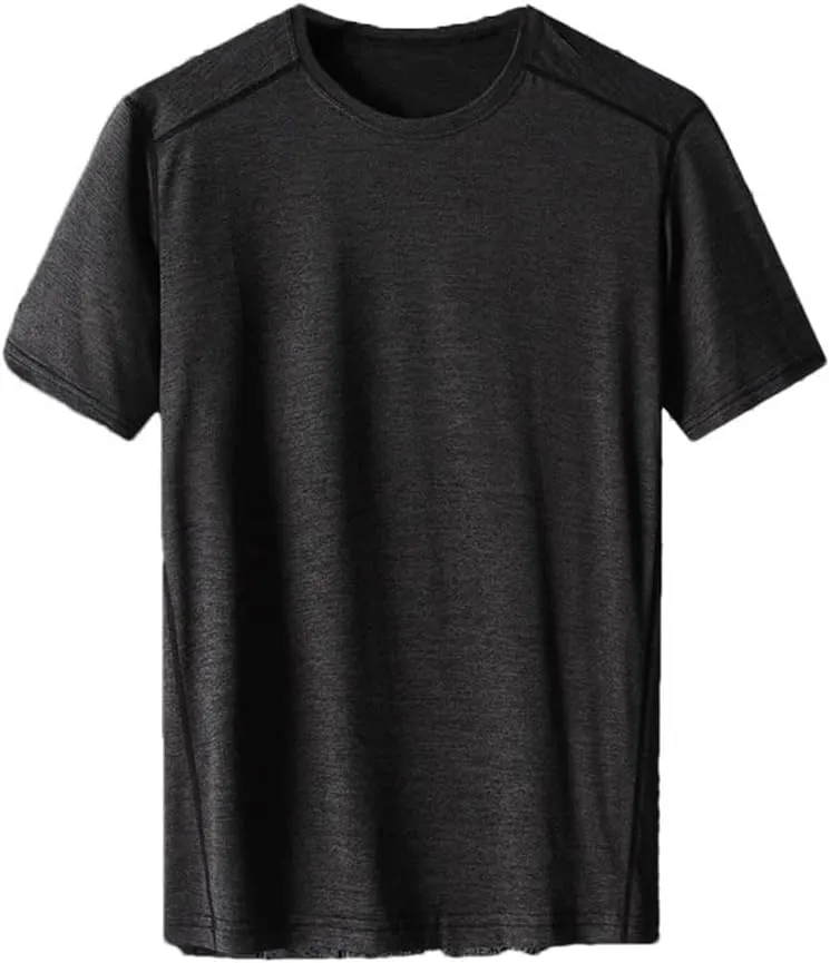 Men Short Sleeve T Shirt Quick Dry Sport Casual Round Neck Slim Fit Plus T Shirt