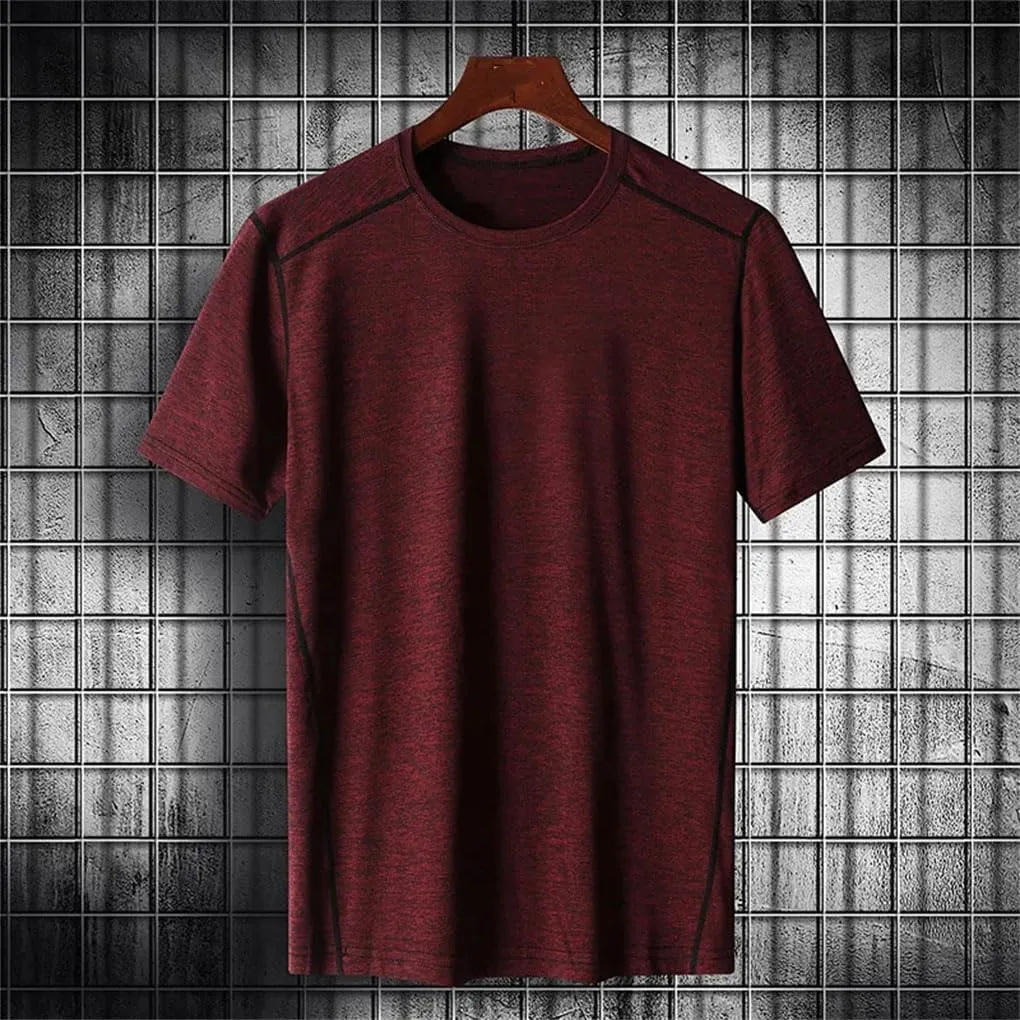 Men Short Sleeve T Shirt Quick Dry Sport Casual Round Neck Slim Fit Plus T Shirt