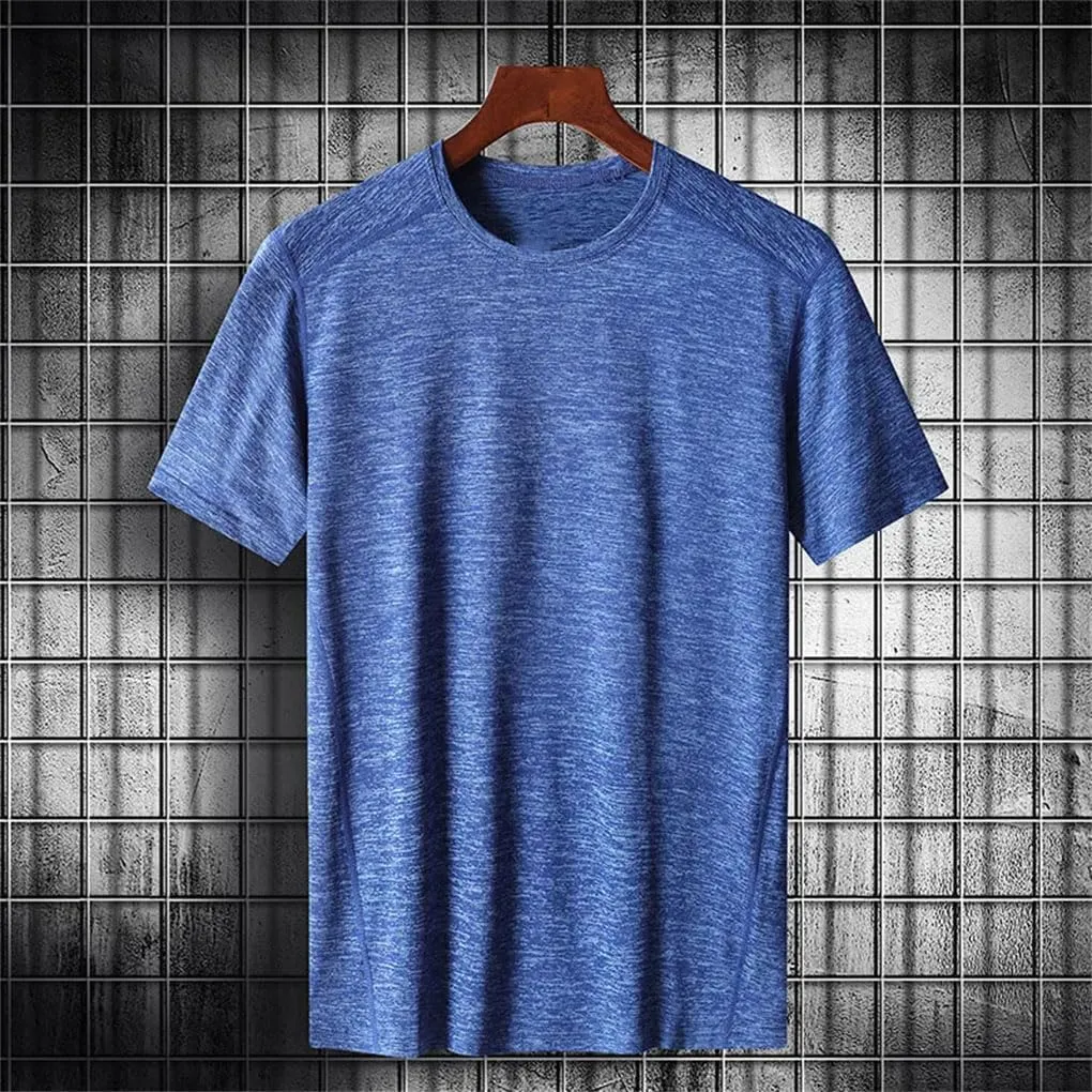 Men Short Sleeve T Shirt Quick Dry Sport Casual Round Neck Slim Fit Plus T Shirt