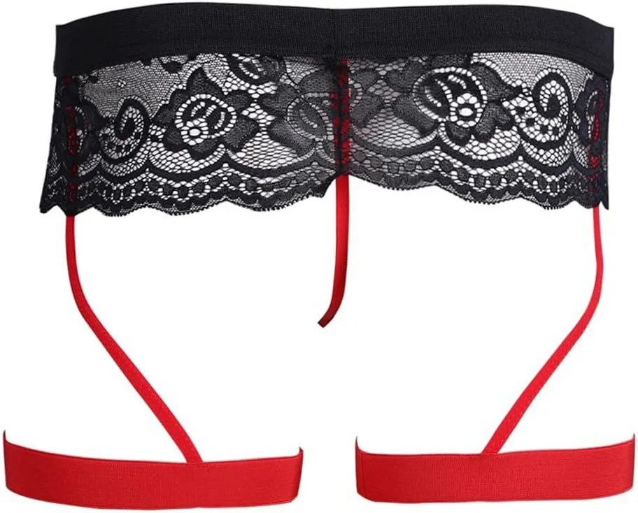 Men Sissy Panties Floral Lace Mesh Bikini Briefs Tirm Bulge Underwear Underpants Pouch Thongs G-string Garter