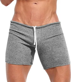Men Trunks Athletic Gym Shorts Sexy Low Waist Drawstring Fitness Bodybuilding Capris Stretch Muscle Casual Beach Pant