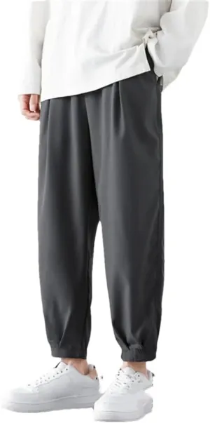Men's Ankle Length Cropped Pants Breathable Lightweight Casual Pants Drawstring Harem Pants 4 XXL