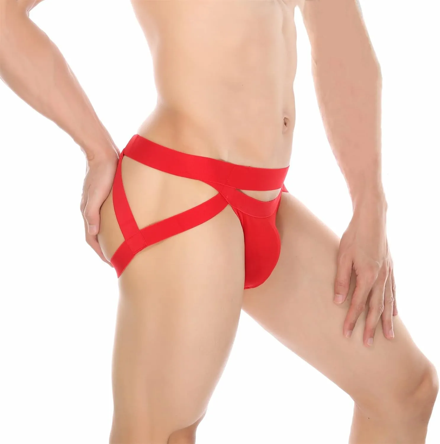 Men's Bandage Bikini Underwear Sexy Lingerie Front Pouch G-String Thongs Low Rise Panties Cut Out Naughty Gay Briefs