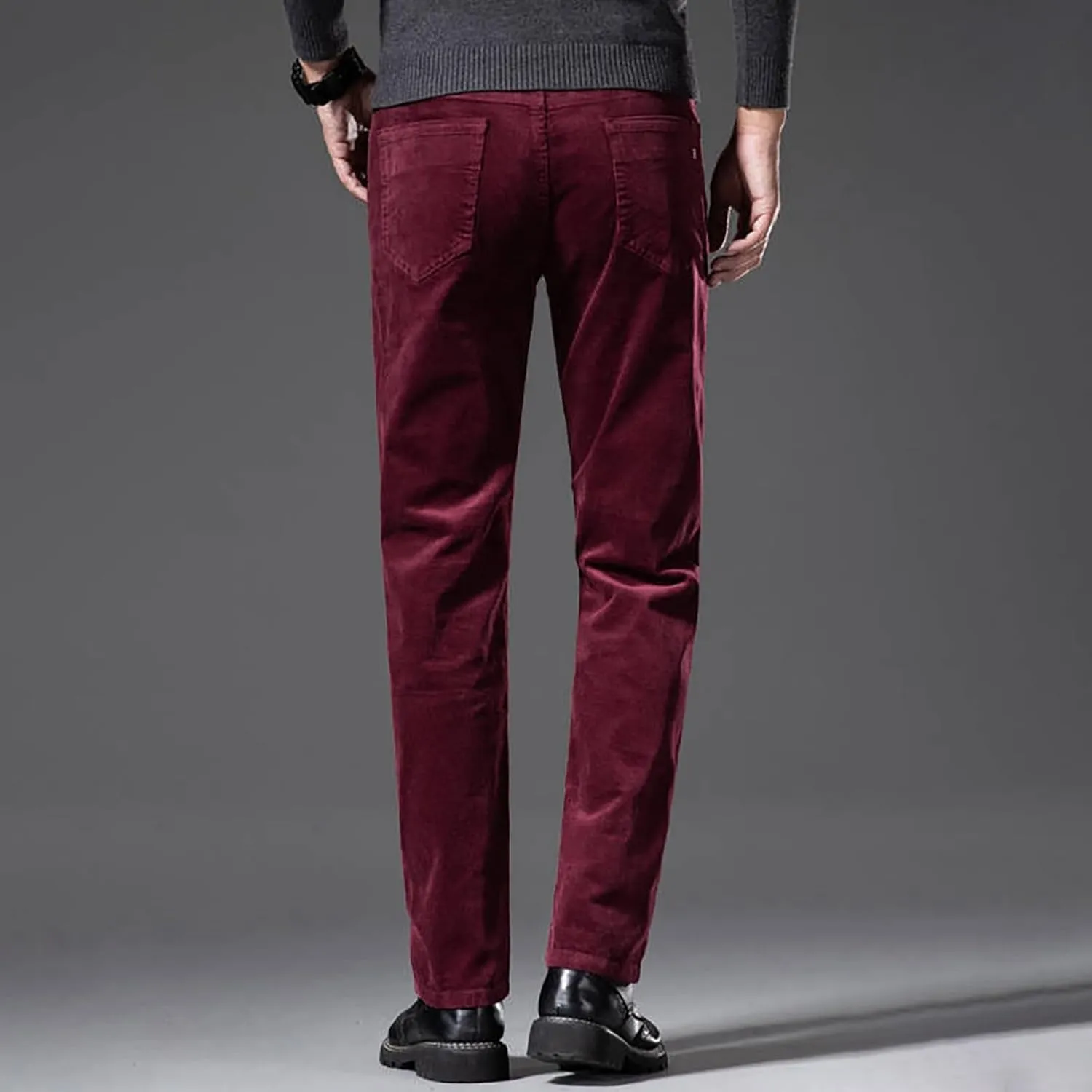 Men's Casual Corduroy Pants Stretch Waist Straight Leg Baggy Sweatpants Slim Fit Versatile Lightweight Plus Size Trousers
