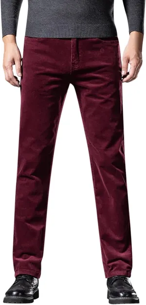 Men's Casual Corduroy Pants Stretch Waist Straight Leg Baggy Sweatpants Slim Fit Versatile Lightweight Plus Size Trousers