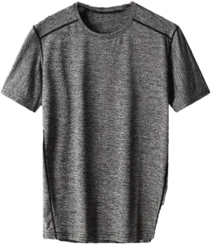 Men's Casual T-Shirt Breathable Slim Fit Crew Neck Solid Color Short Sleeve Quick Dry Sport T Shirts