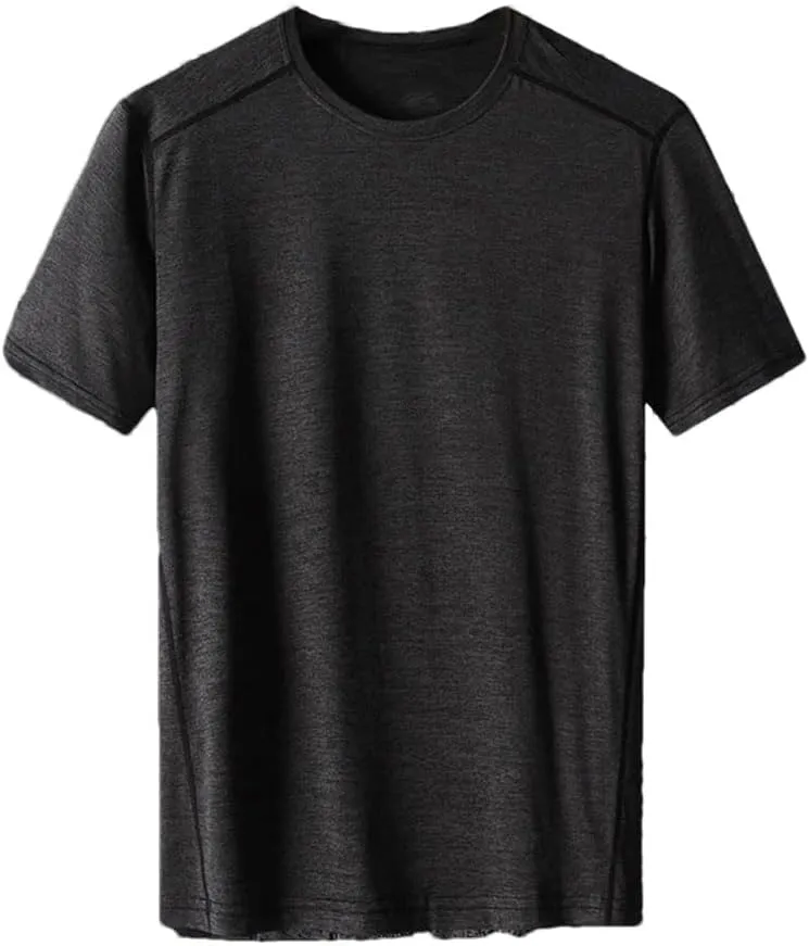 Men's Casual T-Shirt Breathable Slim Fit Crew Neck Solid Color Short Sleeve Quick Dry Sport T Shirts
