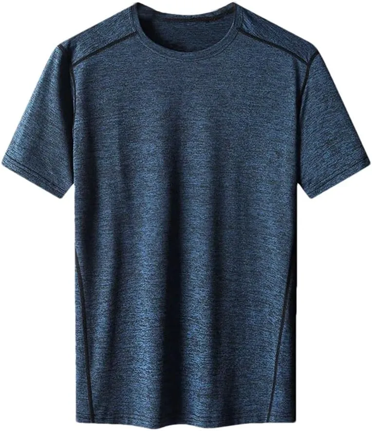Men's Casual T-Shirt Breathable Slim Fit Crew Neck Solid Color Short Sleeve Quick Dry Sport T Shirts