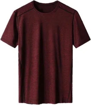 Men's Casual T-Shirt Breathable Slim Fit Crew Neck Solid Color Short Sleeve Quick Dry Sport T Shirts