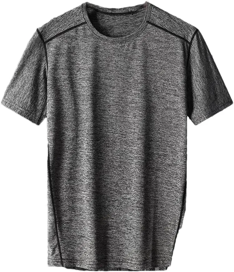 Men's Casual T-Shirt Breathable Slim Fit Crew Neck Solid Color Short Sleeve Quick Dry Sport T Shirts