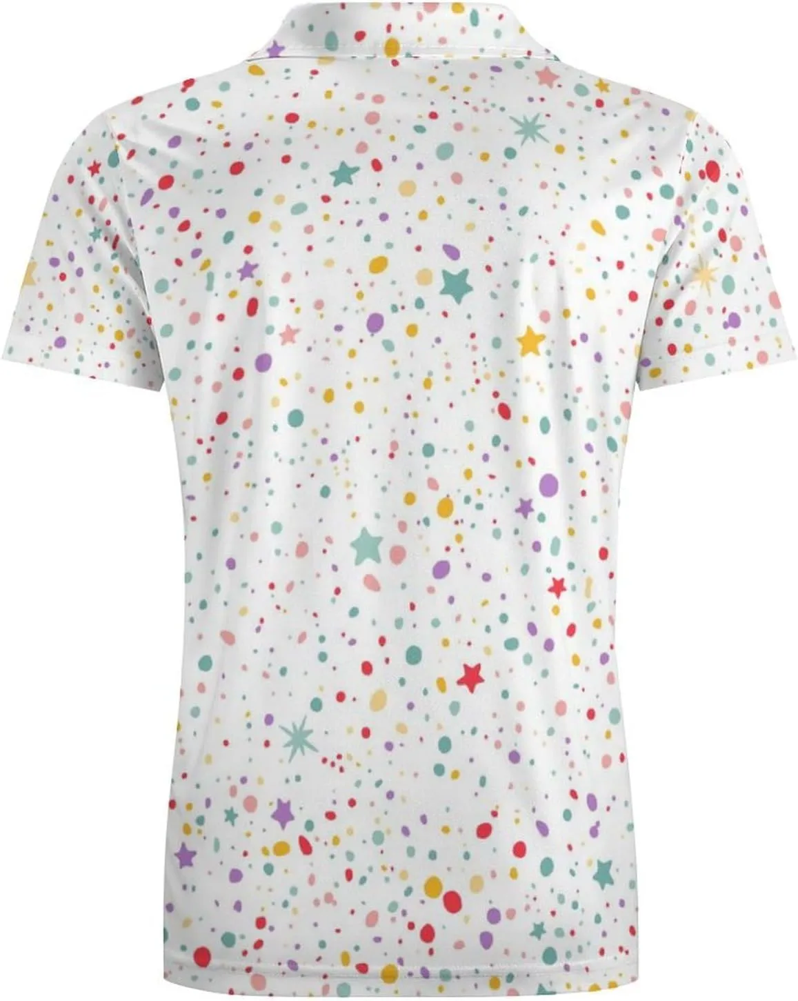 Men's Colorful Dots and Stars Polo Shirts Short Sleeve Cool Golf Shirt Quick-Dry Activewear Polos