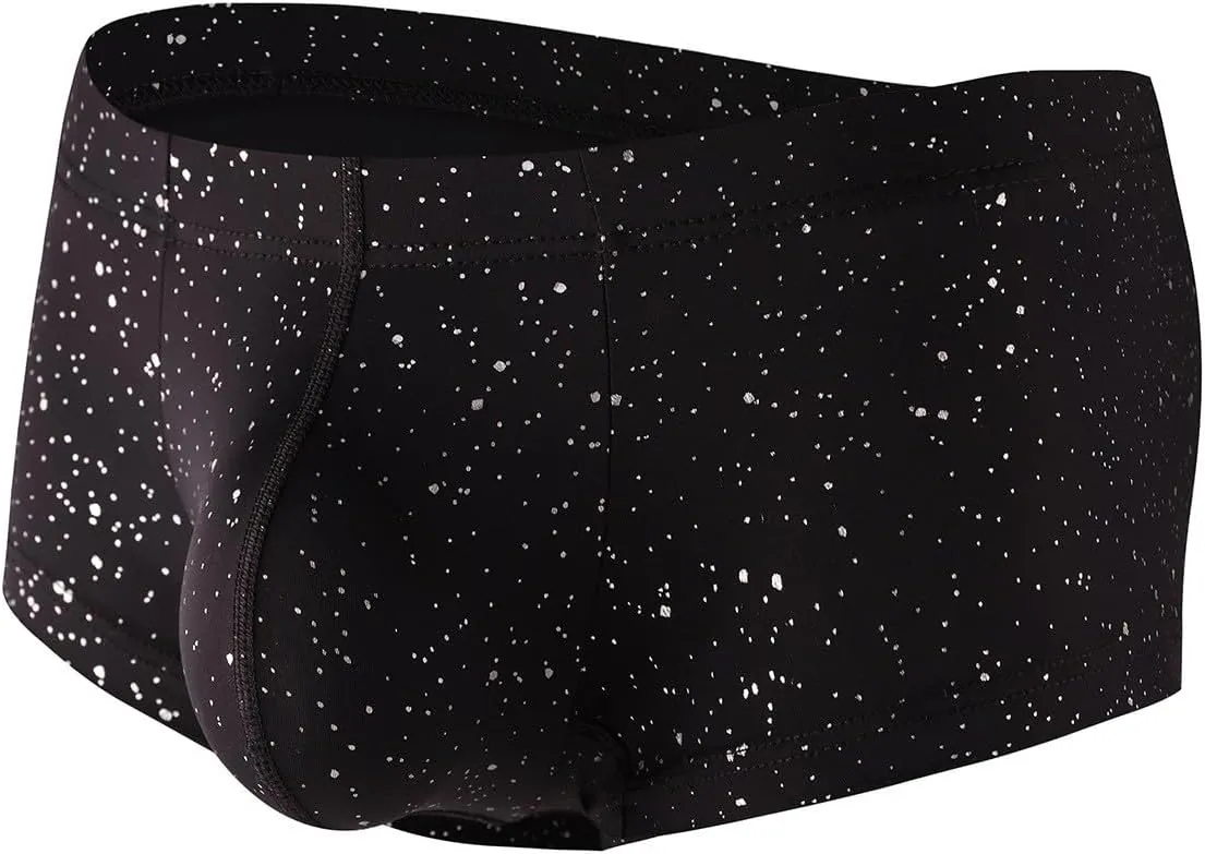 Men's Fashion Sparkly Sequin Boxer Briefs Soft Close Fitting Support Pouch Underwear Club Party Trendy Underpants