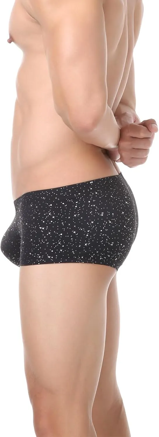 Men's Fashion Sparkly Sequin Boxer Briefs Soft Close Fitting Support Pouch Underwear Club Party Trendy Underpants
