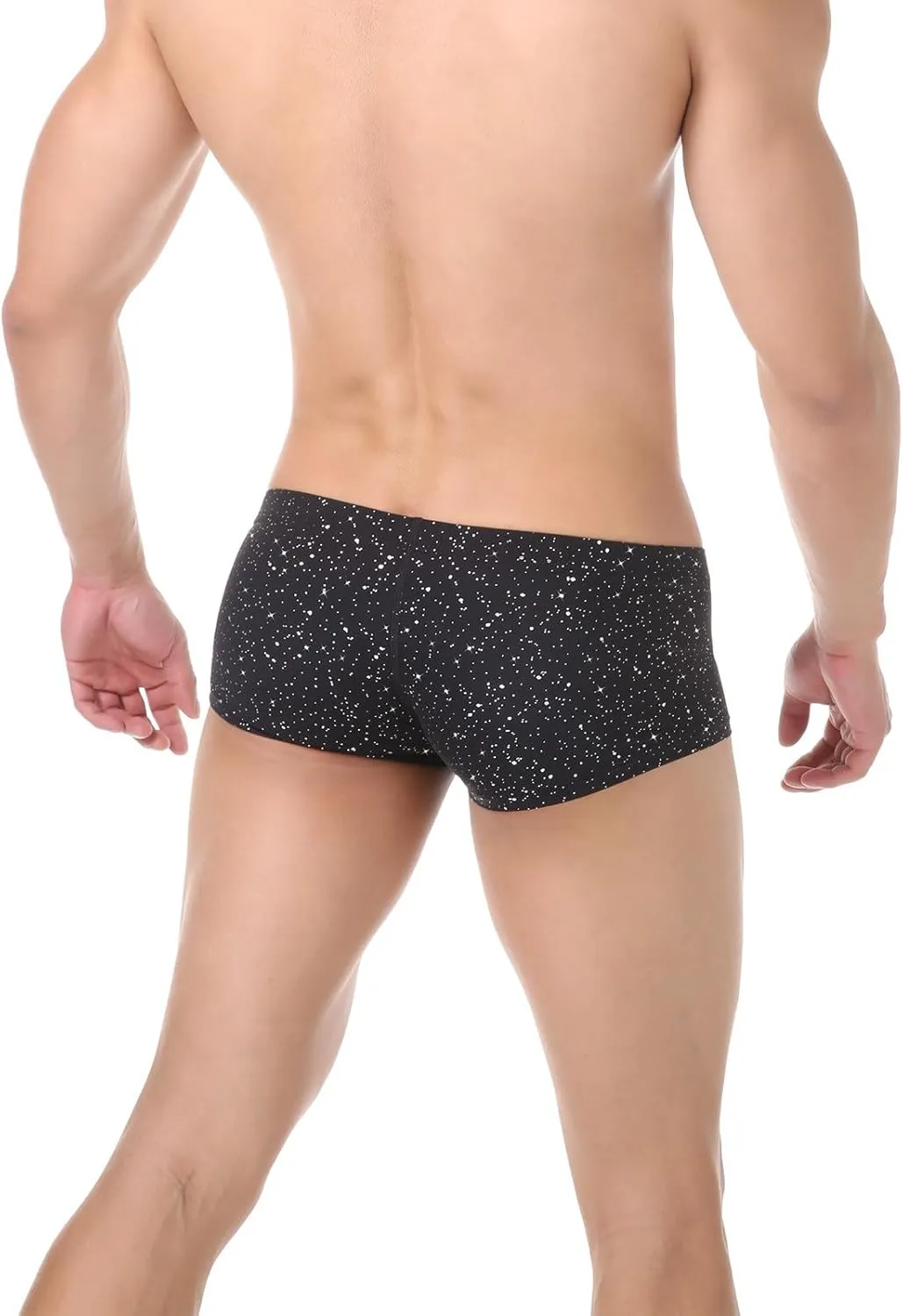 Men's Fashion Sparkly Sequin Boxer Briefs Soft Close Fitting Support Pouch Underwear Club Party Trendy Underpants