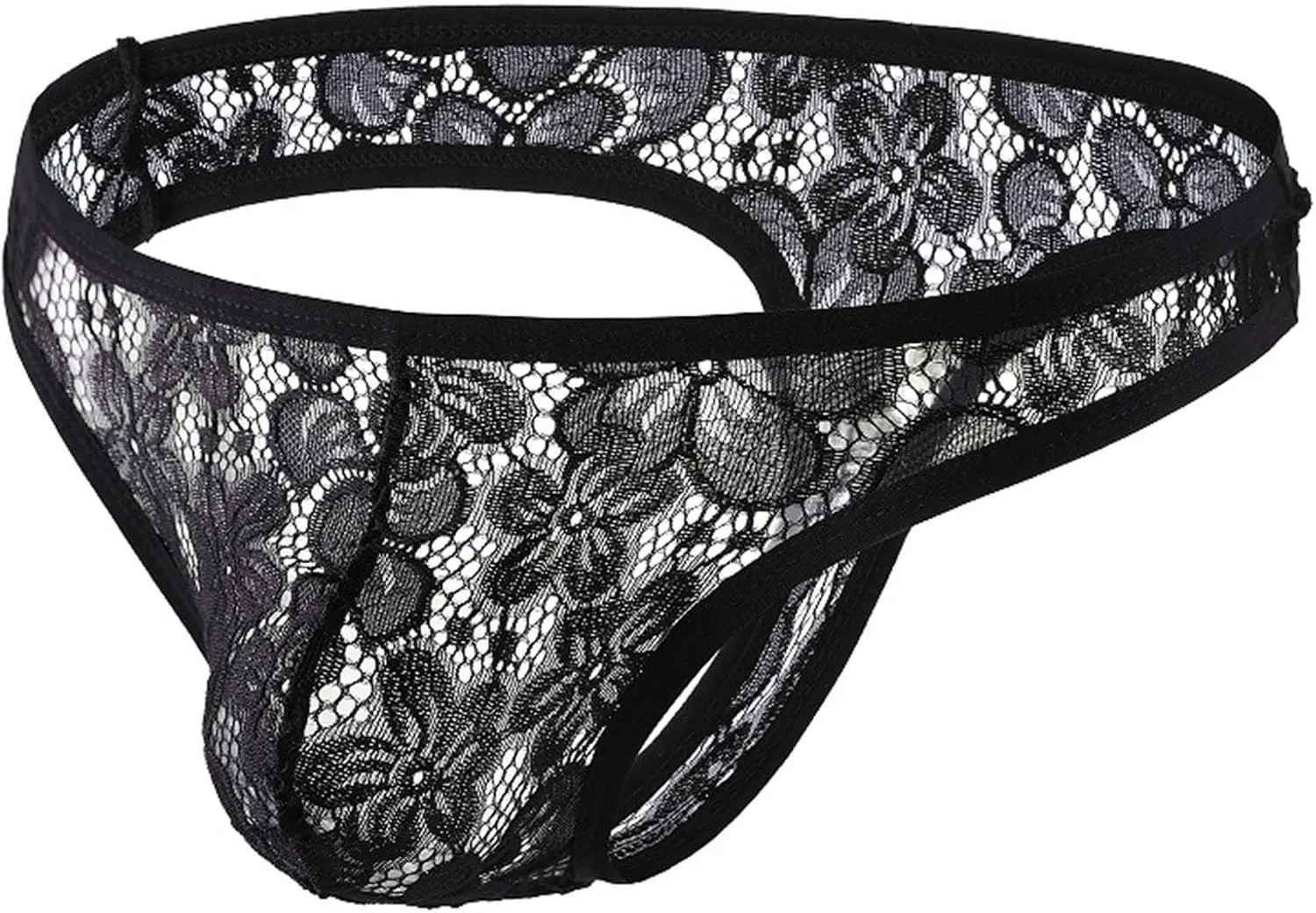 Men's Floral Lace Thongs Lingerie Sexy Sheer Mesh Underwear Bulge Pouch G-String Briefs Sissy Underpants