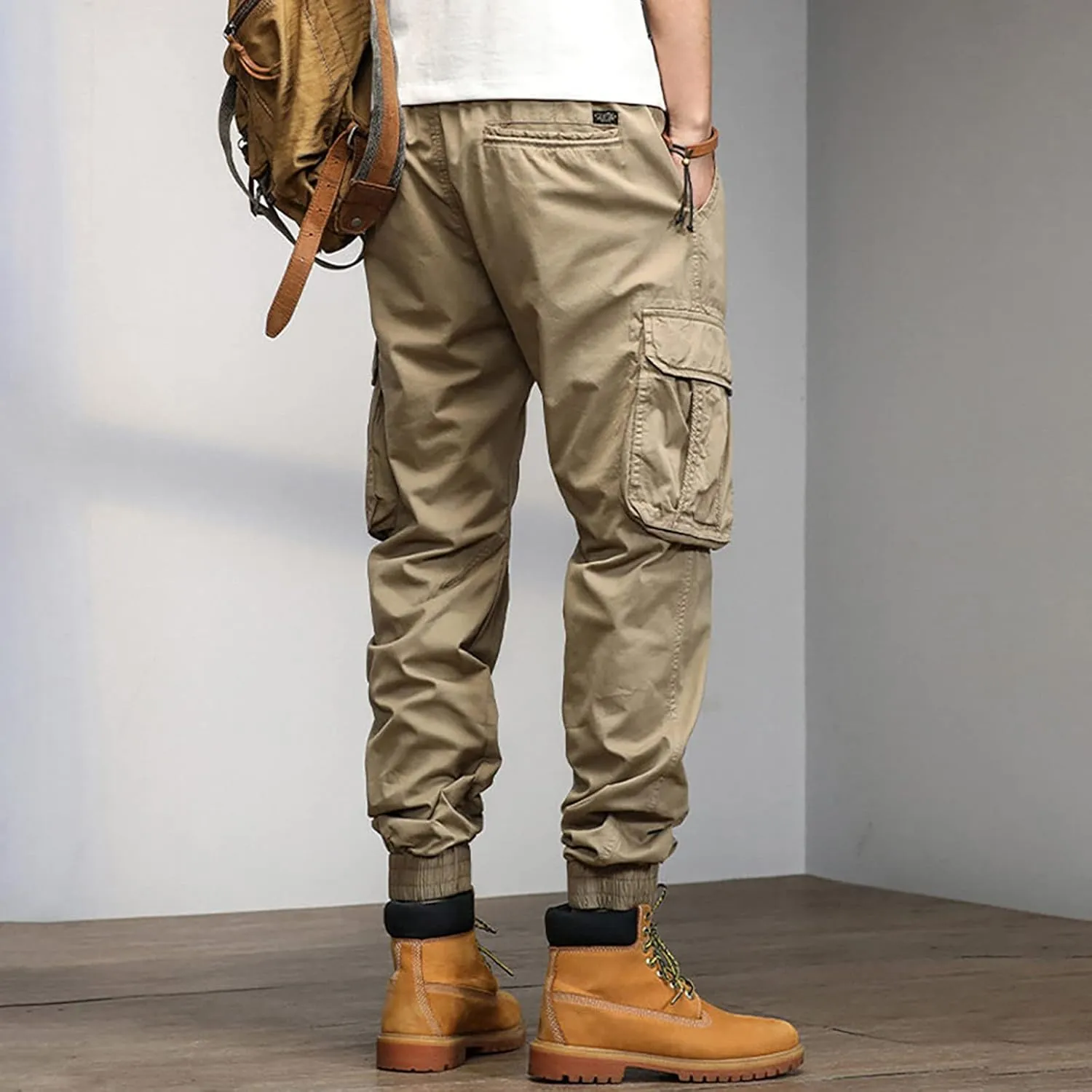 Men's Harem Pants Fashion Tactical Outdoor Active Workout Jogger Pants Drawstring Waist Hiking Work Pants Mens Cargos