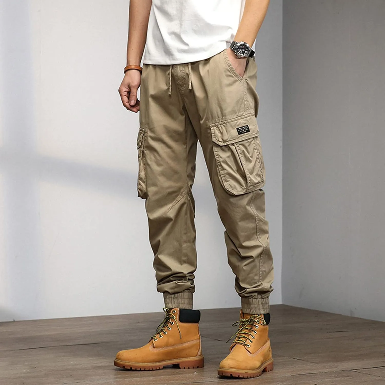 Men's Harem Pants Fashion Tactical Outdoor Active Workout Jogger Pants Drawstring Waist Hiking Work Pants Mens Cargos