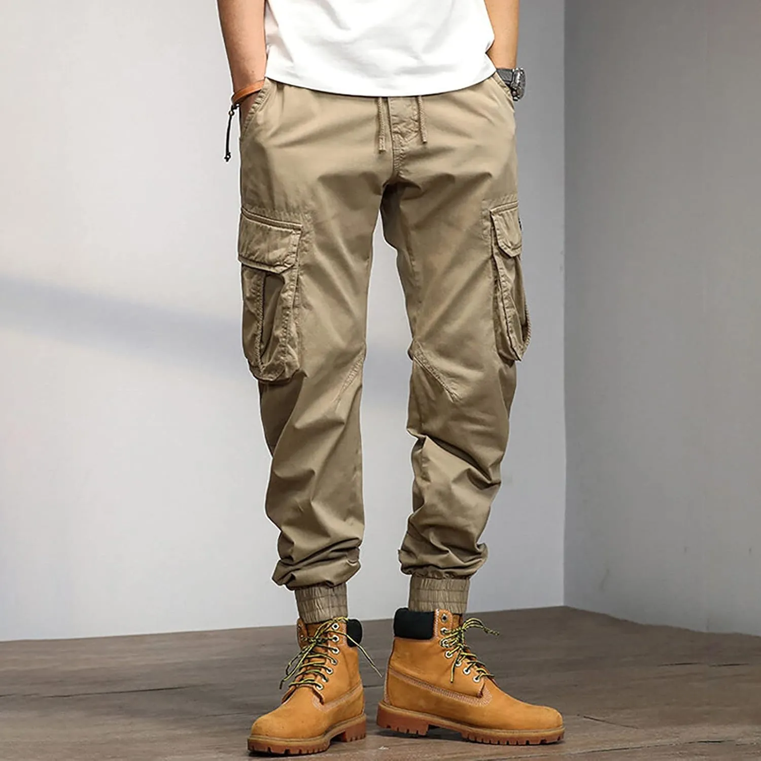 Men's Harem Pants Fashion Tactical Outdoor Active Workout Jogger Pants Drawstring Waist Hiking Work Pants Mens Cargos