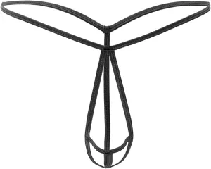 Men's Jockstrap Underwear Faux Leather Thong Underwear G-String with Pouch Butt-Flaunting Gym Low Rise Brief