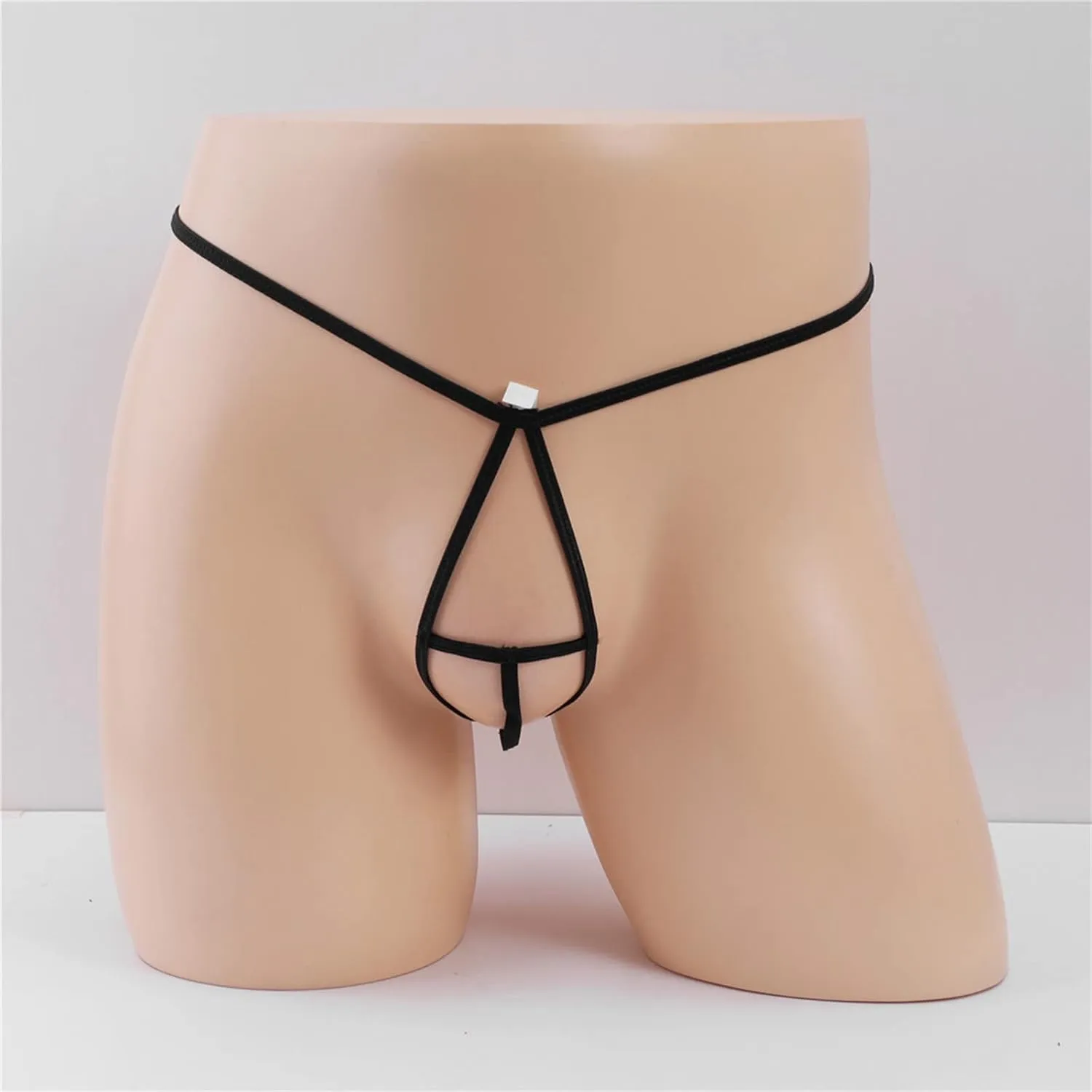 Men's Jockstrap Underwear Faux Leather Thong Underwear G-String with Pouch Butt-Flaunting Gym Low Rise Brief