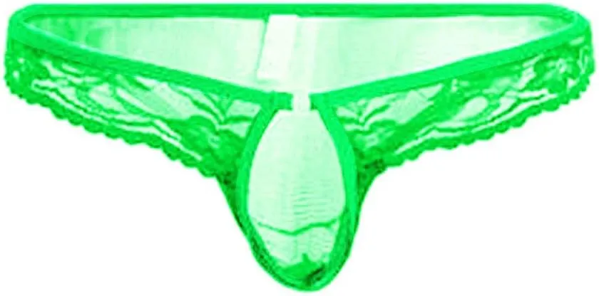 Men's Jockstraps Sexy Lace Hollow Out Mini Thong Underwear T Pants Transparent Sissy Gay Supporter Briefs Underpants