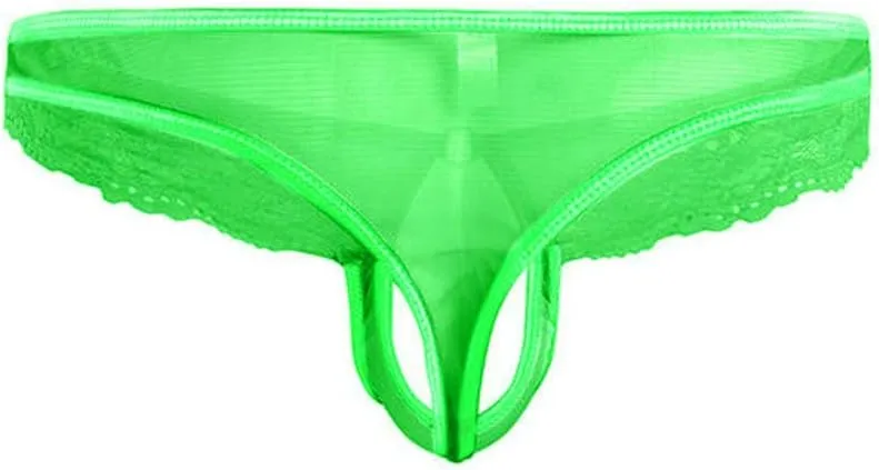 Men's Jockstraps Sexy Lace Hollow Out Mini Thong Underwear T Pants Transparent Sissy Gay Supporter Briefs Underpants
