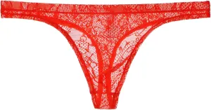 Men's Lace Frilly Thong Panties Sheer Mesh Boxer Briefs Semi Sheer T-back G-string Underwear Lingerie for Men Red