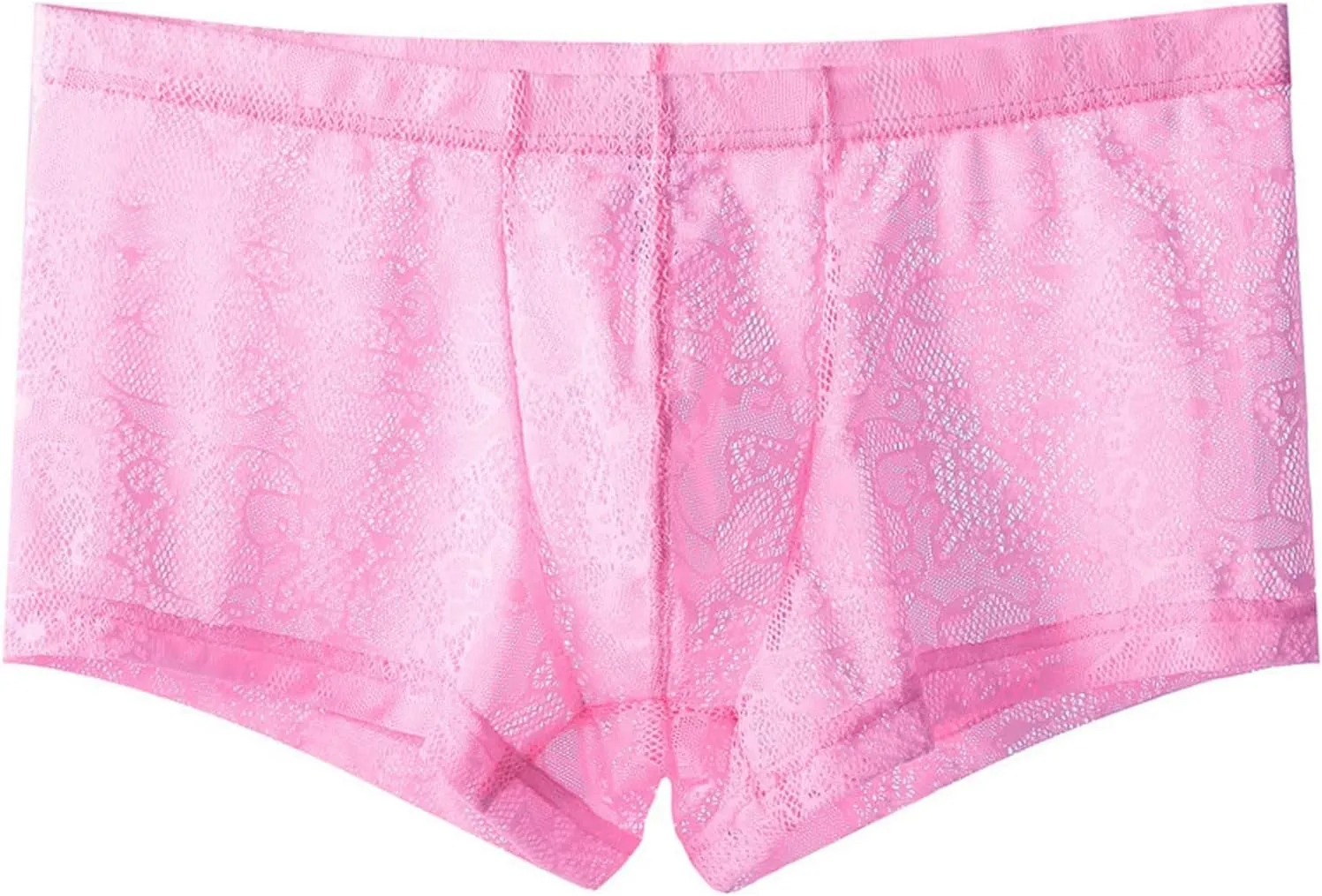 Men's Lace Frilly Thong Panties Sheer Mesh Boxer Briefs Semi Sheer T-back G-string Underwear Lingerie for Men