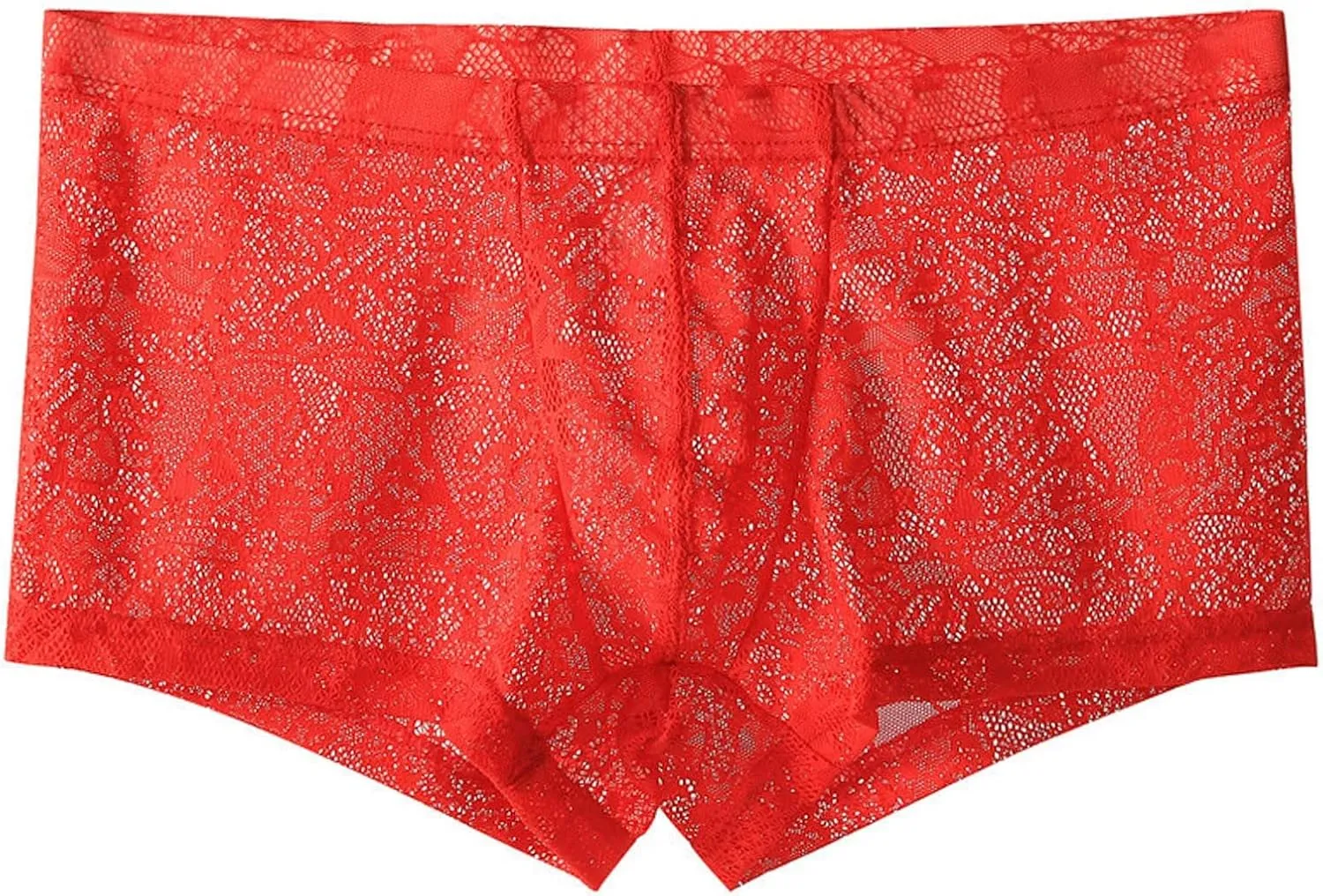 Men's Lace Frilly Thong Panties Sheer Mesh Boxer Briefs Semi Sheer T-back G-string Underwear Lingerie for Men