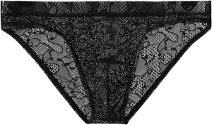 Mens Lace Panties Sexy Underwear Boxer Briefs Pouch Underwear Lingerie for Men Bikini Briefs Panties Black