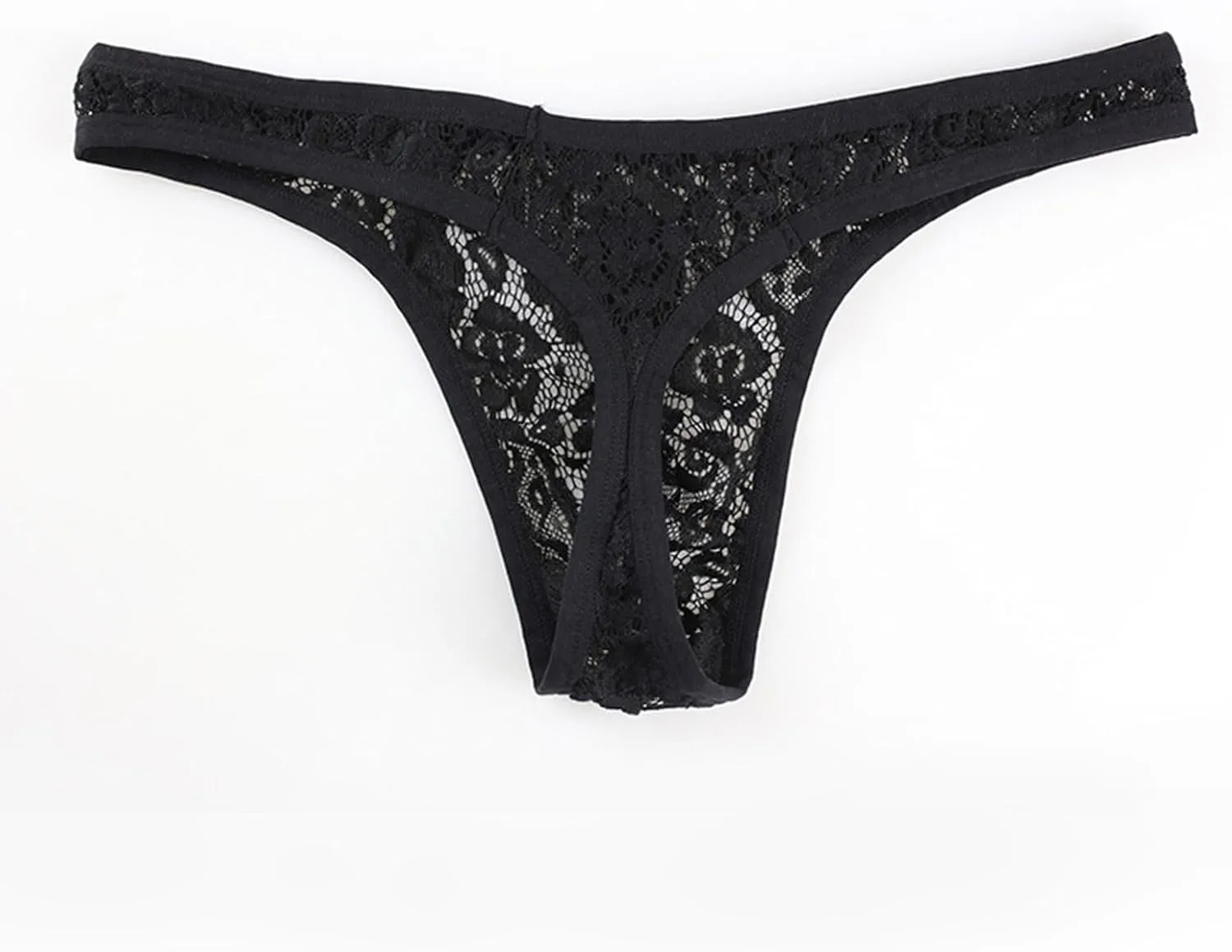 Men's Lace Panties Underwear Sexy Sissy Briefs Sheer Mesh Thongs Low Rise G-Strings Underpants for Sex Naughty