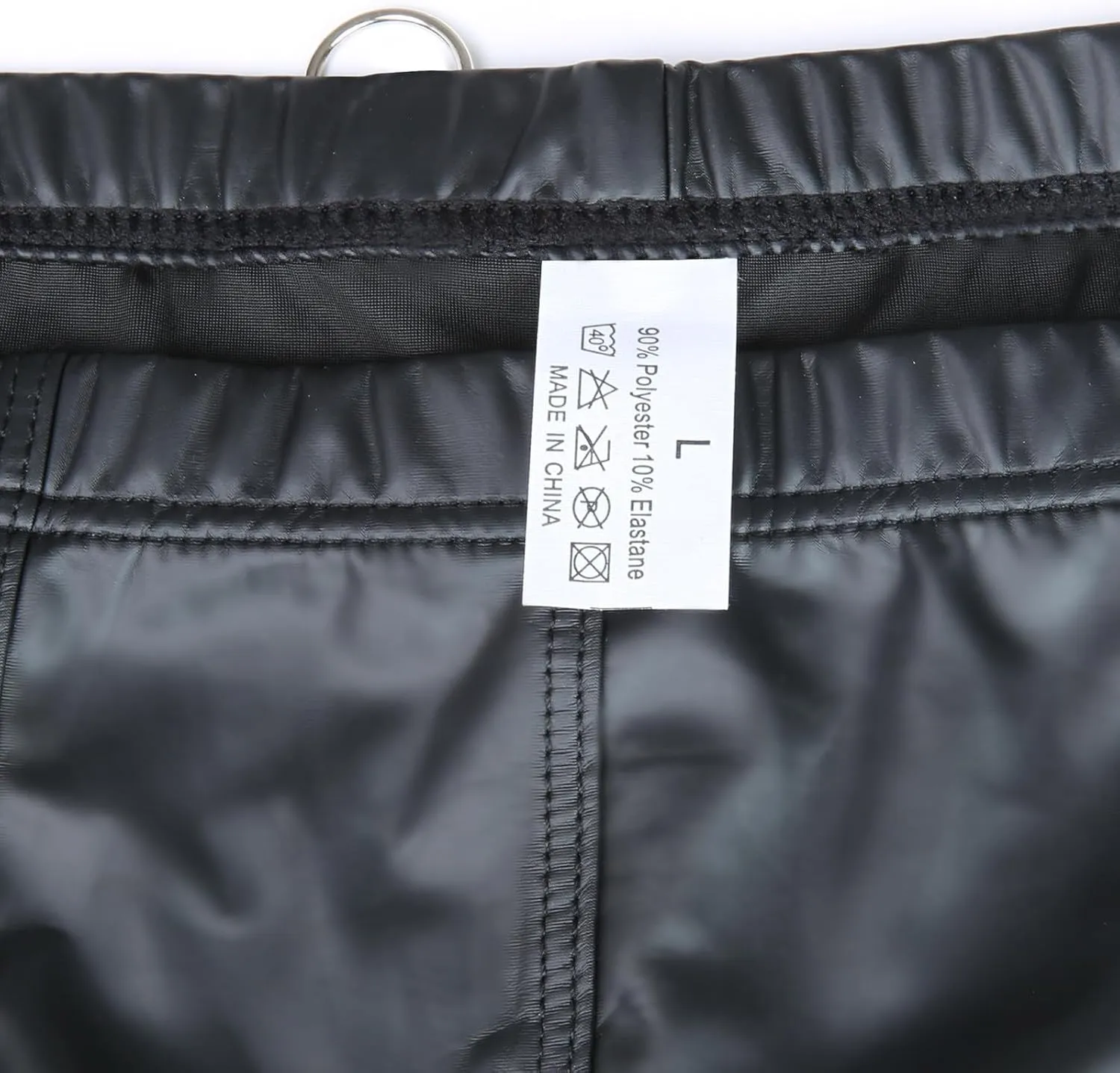 Mens Leather Boxer Briefs with Chain Choker, Sexy Pouch Trunks Underwear Clubwear Hot Pants