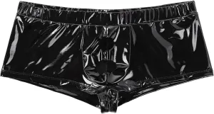 Mens Low Rise Boxer Briefs Patent Leather Underpants With Open Crotch Elastic Thong Sexy Underwear Briefs Jockstraps