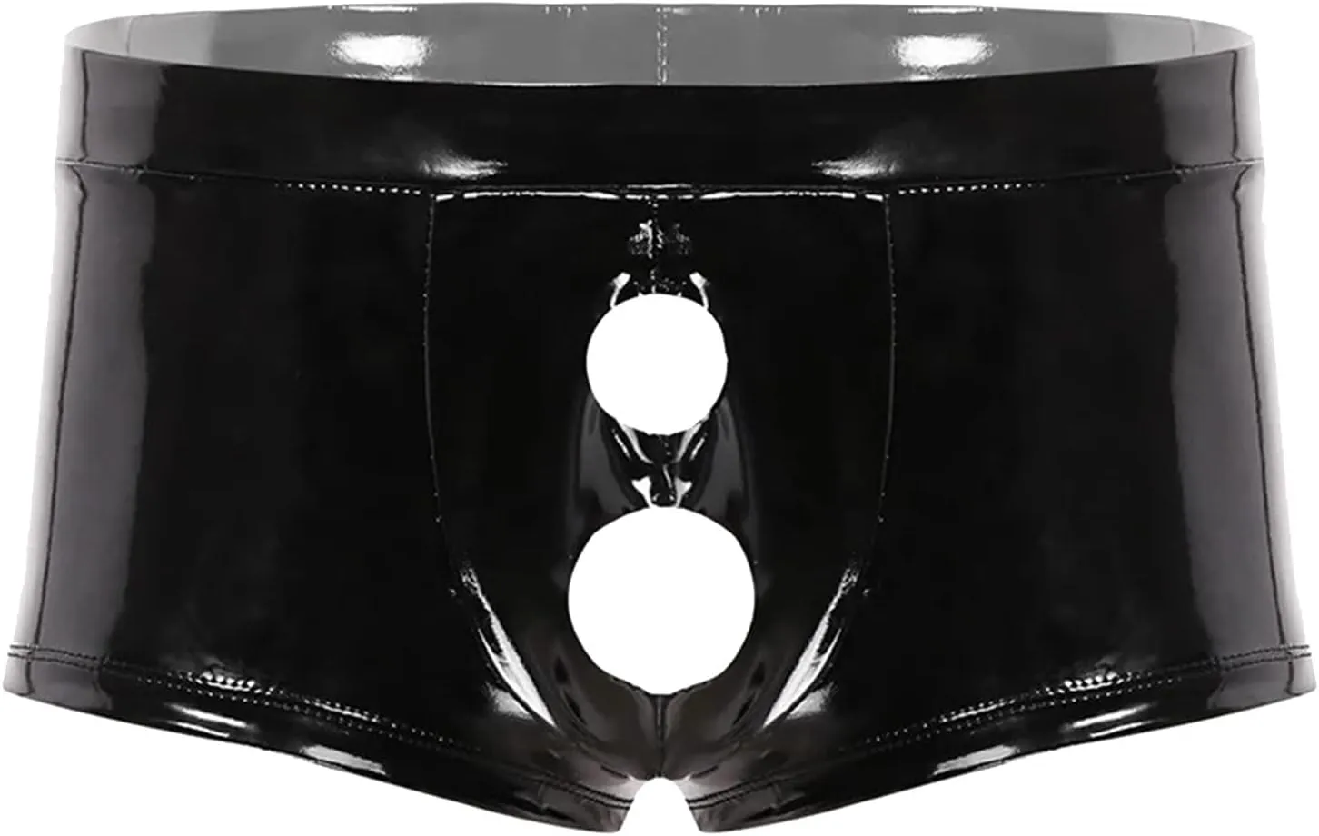 Mens Low Rise Boxer Briefs Patent Leather Underpants With Open Crotch Elastic Thong Sexy Underwear Briefs Jockstraps