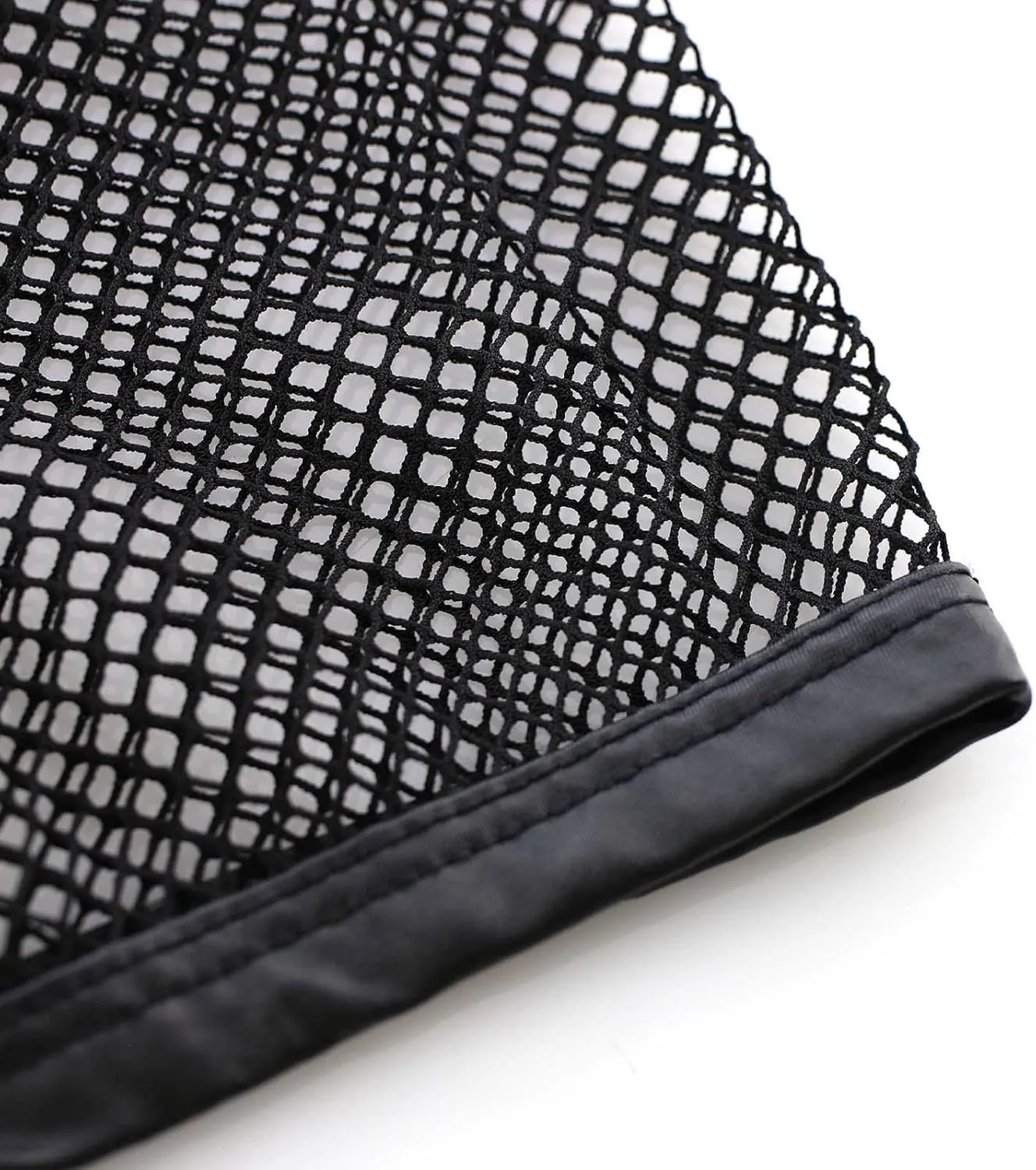 Mens Mesh Boxer Briefs with Faux Leather Low Rise See Through Sheer Sexy Butt-Flaunting Removable Pouch Underwear Shorts